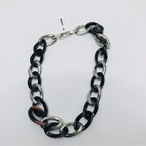 BRIGHTON Silver Brown Large Chain Link Necklace